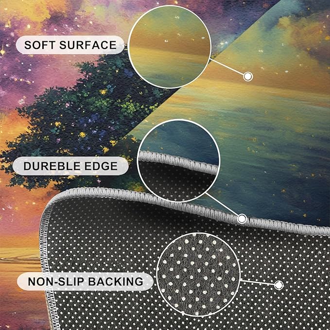 3x4 Tree of Life Rugs for Entryway - Galaxy Tree Kids Bedroom Rug, Dreamlike Starry Sky Mudroom Rug Soft for Coffee Shop Living Room Under Table Game Room