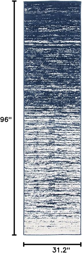 SAFAVIEH Adirondack Collection Runner Rug - 2'6" x 8', Navy & Ivory, Modern Ombre Design, Non Shedding & Easy to Clean, Ideal for Hallway, Foyer, Kitchen, Entryway, Bedroom (ADR113N)