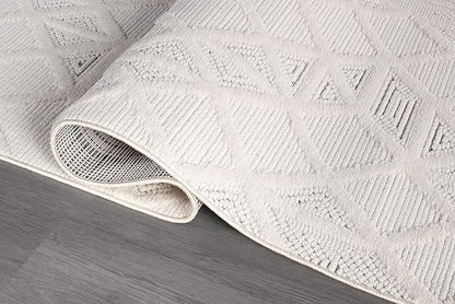 Modern Micro Loop Indoor Area Rugs for Living Room Bedroom Kitchen Geometric Square White 8x10 Luxury Durable Low and High Pile Non-Shedding Stain Resistant Soft Area Carpet 8 x 10