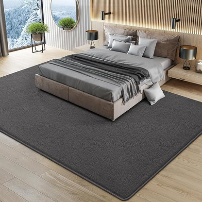 Large Modern Area Rugs for Living Room Bedroom, 5x8 Feet Dark Grey Ultra Soft Solid Thickened Memory Foam Indoor Minimalist Carpets, Non-Slip Comfy Rugs for Boys Girls Nursery Kids Room Home Décor