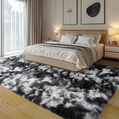 Fluffy Rug for Living Room Shaggy Area Rugs High Pile Fuzzy Rug Non-Slip Indoor Floor Carpet Plush Area Rugs for Living Room White 8x10