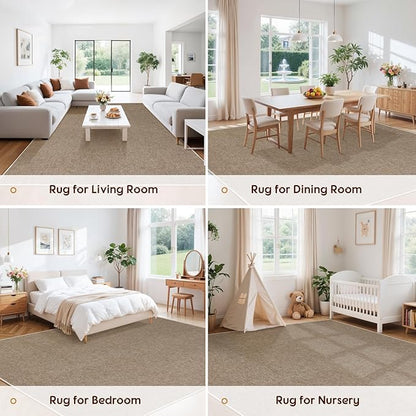 LBRO2M Easy Jute Solid Area Rug 9X12 Washable Rugs for Living Room Bedroom Natural Jute Look Indoor Outdoor Rug Durable, Solid Non Shedding Eco Friendly (9X12 Natural)