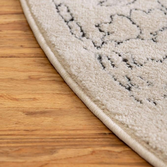 Unique Loom Isabella Collection Area Rug - Adjani (5' 1" Round, White/ Blue)