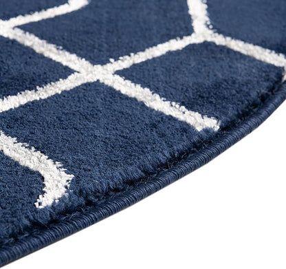 Unique Loom Marilyn Monroe Glam Collection Area Rug - Trellis (5' 3' x 8' Oval, Navy Blue Silver/ Silver)