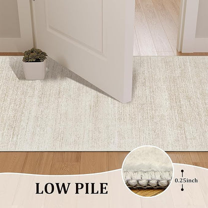 Valenrug Washable Rugs 2x6 - Stain Resistant 2x6 Area Rugs for Living Room, Non Slip Backing Large Area Rugs for Bedroom, Folable Machine Washable Area Rug (2'x6', Beige)