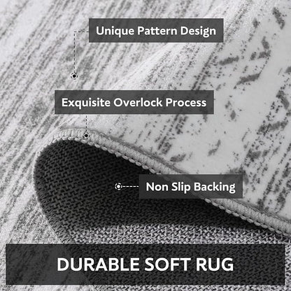 9x12 Area Rugs for Living Room Machine Washable Rug Distressed Indoor Carpet Neutral Moroccan Boho Rug Ultra Soft Area Rug for Bedroom Dining Room Playroom Office, Grey