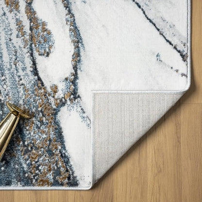 LUXE WEAVERS Marble Effect Abstract Blue 6x9 Area Rug