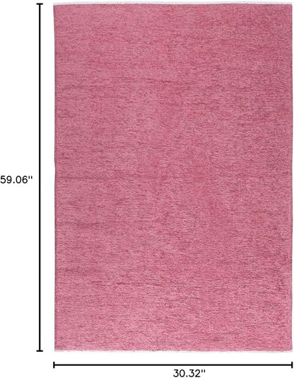 Alfa Rich 3x5 Dark Pink Washable Area Rugs for Living Room Bedroom Kitchen Girls Cotton Decor Runner