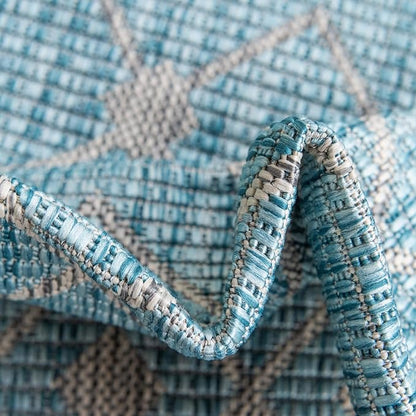 Unique Loom Outdoor Trellis Collection Area Rug - Tribal Trellis (3' 3" x 5' 3" Rectangle, Aqua/ Ivory)