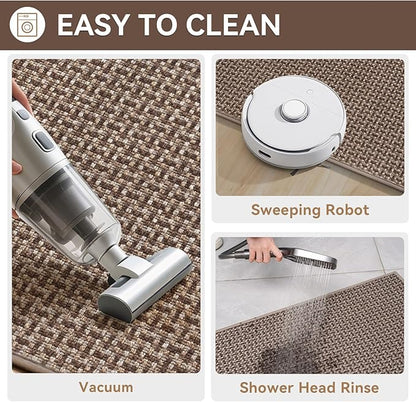 Door Mat 17x30, Door Mat Indoor Entrance Dirt Resistant and Absorbent, Non-Slip Rubber Backing Front Door Mats, Easy Clean Low-Profile Doormat for Entryway, Front Door, Inside Entrance, Brown