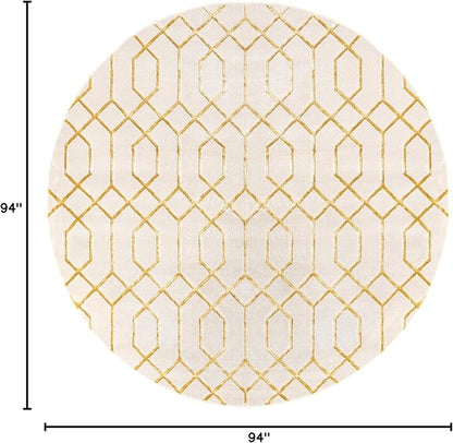 Marilyn Monroe Glam Collection Area Rug - Trellis (7' 10" Round, White Gold/ Gold)
