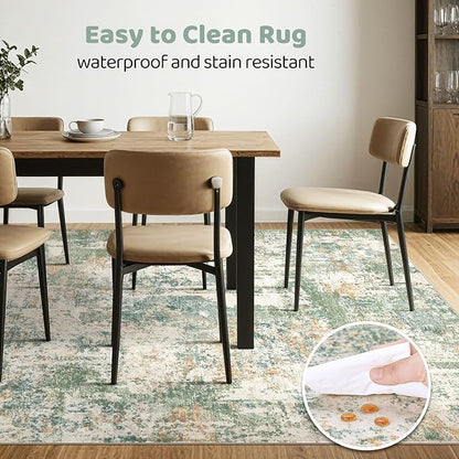 6x8 Area Rug Living Room: Washable Large Abstract Soft Green Rug Stain Resistant Indoor Floor Non-Slip Accent Carpet for Men Modern Home Enthusiasts Aged 25-45 - Bedroom Office Playroom