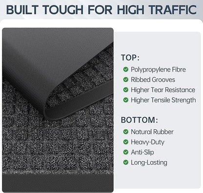 Amyracel Entrance Front Door Mat, 48"x72" All Season Weather Outside Door Mat, Heavy Duty Rubber Backing Doormat for Entryway, Low Profile Entry Indoor Door Mats for High Traffic