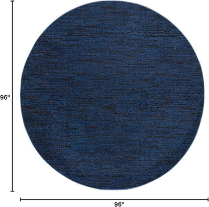 Nourison Home Nourison Essentials Midnight Blue 8' x Round Area Rug - Easy Clean, Non Shedding, Bed Room, Living Room, Dining Room, Kitchen (8' x Round)