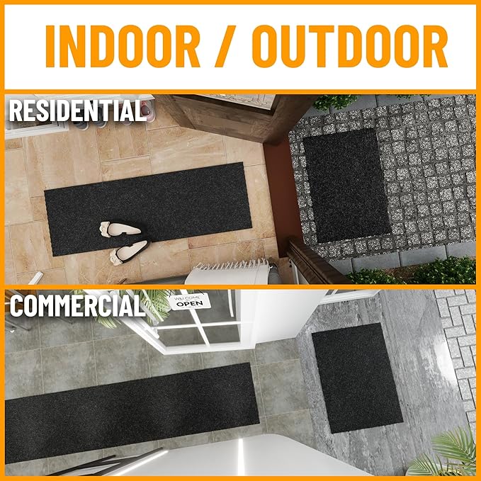 Ottomanson Commercial Scrape Rib Entry Mat – Heavy Duty Ribbed Floor Mat for High Traffic – Non Slip Rubber Back, Waterproof – Indoor Outdoor Use for Offices, Schools, Lobbies, 2' x 43', Black