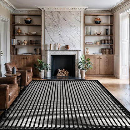Beverly Rug Micro Loop Area Rug Black/White 8x10 Geometric Modern Luxury Zebra Durable Soft Indoor Rugs for Living Dining Room Office Stain Resistant Non Shedding Casual Indoor Carpet 8 x 10