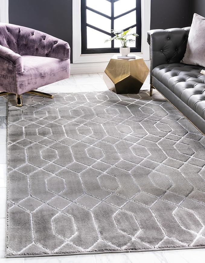 Marilyn Monroe Glam Collection Area Rug - Trellis (3' 3" x 5' 3" Rectangle, Gray Silver/ Silver)