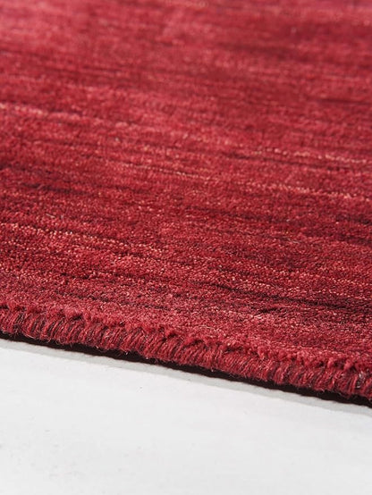Hand Knotted Loom Wool ECO-Friendly Area Rugs - 3'x5', Rectangle, Dark Red Color, Solid Plain Design, High Pile Handmade Anti Skid Area Rugs for Living Room, Bed Room (L00111)