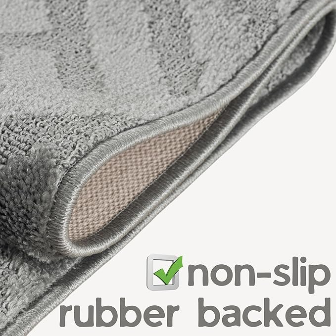 10ft Custom Cut Runner Rug for Narrow Hallways Kitchens - Deco Grey | Non-Slip | Washable & Edge Bound