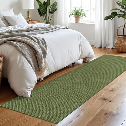 Braided Runner Rug 2x8 Ft Washable Runners for Hallways Non Slip Rubber Backed Kitchen Runners Cotton Entryway Runner Indoor, Woven Floor Carpet for Hall Kitchen Bedroom, Green
