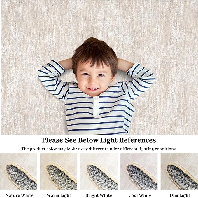 RUGSREAL 8x10 Washable Rug for Living Room Non-Slip Modern Abstract Area Rug Stain Resistant Large Bedroom Rug Contemporary Accent Throw Floor Carpet Solid Rug for Dining Room Home Decor, Beige