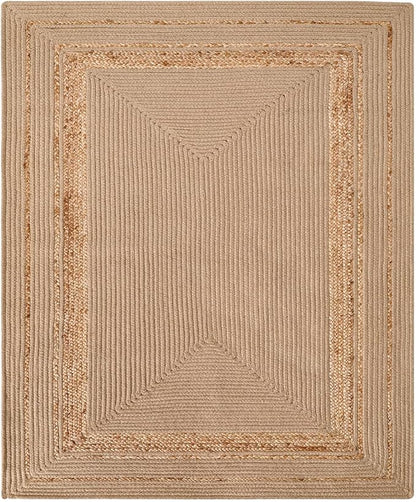 DEXI Jute Rug Natural Fiber 4x6, Braided Woven Area Rugs No Shed, Soft Neutral Rustic Carpet Mat for Indoor Entryway Outdoor Patio Dining Living Room Bedroom Farmhouse, Beige/Natural