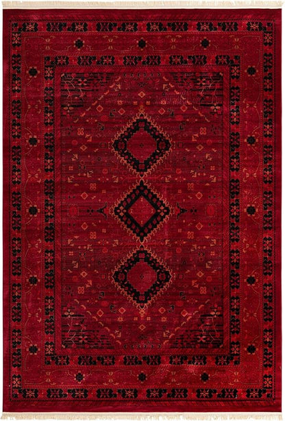 Unique Loom Tekke Collection Area Rug - Sheibani (10' x 14' 1" Rectangle, Red/ Black)