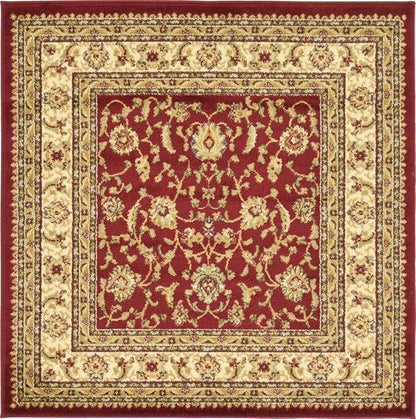 Unique Loom Voyage Collection Traditional Oriental Classic Intricate Design Area Rug (4' 0 x 4' 0 Square, Red/Gold)