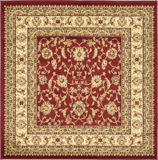 Unique Loom Voyage Collection Traditional Oriental Classic Intricate Design Area Rug (4' 0 x 4' 0 Square, Red/Gold)