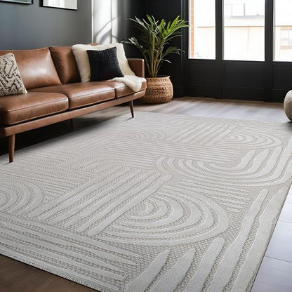 Modern Indoor Rug Orbit 5x7 Area Rugs for Living Room Luxury Kitchen Bedroom Durable Soft Geometric Durable Low and High Pile Stain Resistant Non Shedding Area Carpet 5x7