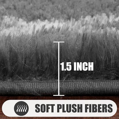 ONASAR Large Area Rugs for Living Room, 7x10 Grey and White Rug, Moroccan Thick Floor Mat for Bedroom Home Decor Aesthetic, Soft Fuzzy Shaggy Plush Fluffy Geometric Carpet for Dorm Classroom