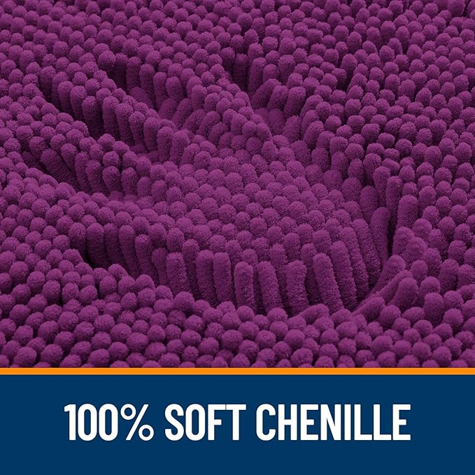 OLANLY Bathroom Rugs 30x20, Extra Soft Absorbent Chenille Bath Rugs, Rubber Backing Quick Dry, Machine Washable Bath Mats for Bathroom Floor, Tub and Shower, Home Decor Accessories, Purple