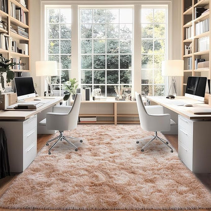 Upgrade Non-Slip Plush Rugs for Living Room, Soft Shaggy Carpets for Living Room, Fuzzy Rugs for Kids' Room, Perfect Decor for Modern Home Tie Dye Beige 6x9Feet
