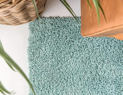 Unique Loom Davos Shag Collection Area Rug - Solid (2' 2" x 6' 7" Runner, Aqua)
