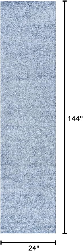 Eyely UES100F-212 Supersoft Haze Solid Low-Pile Indoor Runner Rug, Coastal, Bohemian, Minimalist, Classic, Casual for Bedroom,Kitchen,Living Room,Non Shedding,Easy-Washing, Blue, 2 X 12