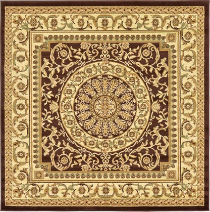 Unique Loom Versailles Collection Traditional Classic Medallion Floral Motif Area Rug (6' 0 x 6' 0 Square, Brown/ Ivory)