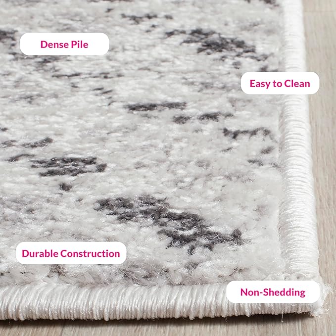 SAFAVIEH Adirondack Collection Area Rug - 5'1" x 7'6", Ivory & Charcoal, Chevron Design, Non-Shedding & Easy Care, Ideal for High Traffic Areas in Living Room, Bedroom (ADR104N)