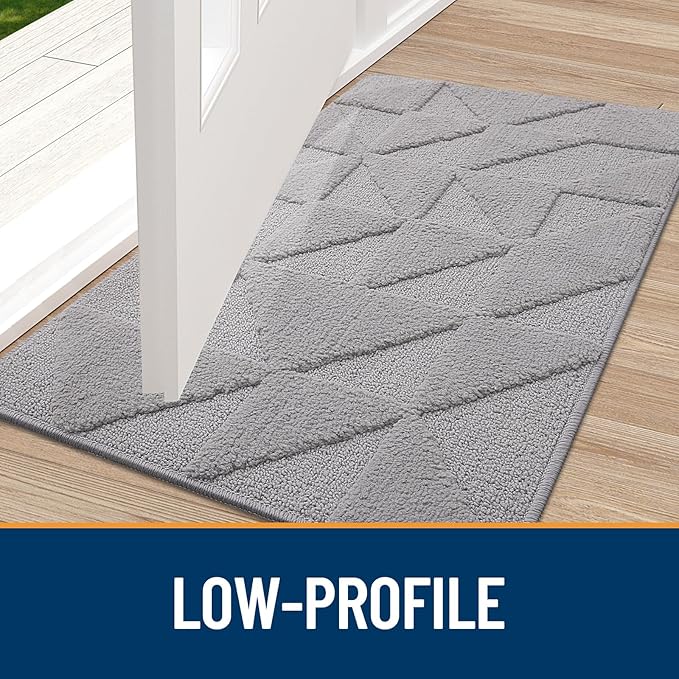 OLANLY Door Mats Indoor, Non-Slip, Absorbent, Dirt Resist, Entrance Washable Mat, Low-Profile Inside Entry Doormat for Entryway (59x20 inches, Grey)