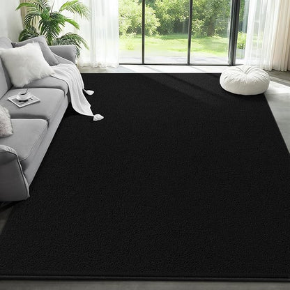 Large Modern Area Rugs for Living Room Bedroom, 5x8 Feet Black Ultra Soft Solid Thickened Memory Foam Indoor Minimalist Carpets, Non-Slip Comfy Rugs for Boys Girls Nursery Kids Room Home Décor