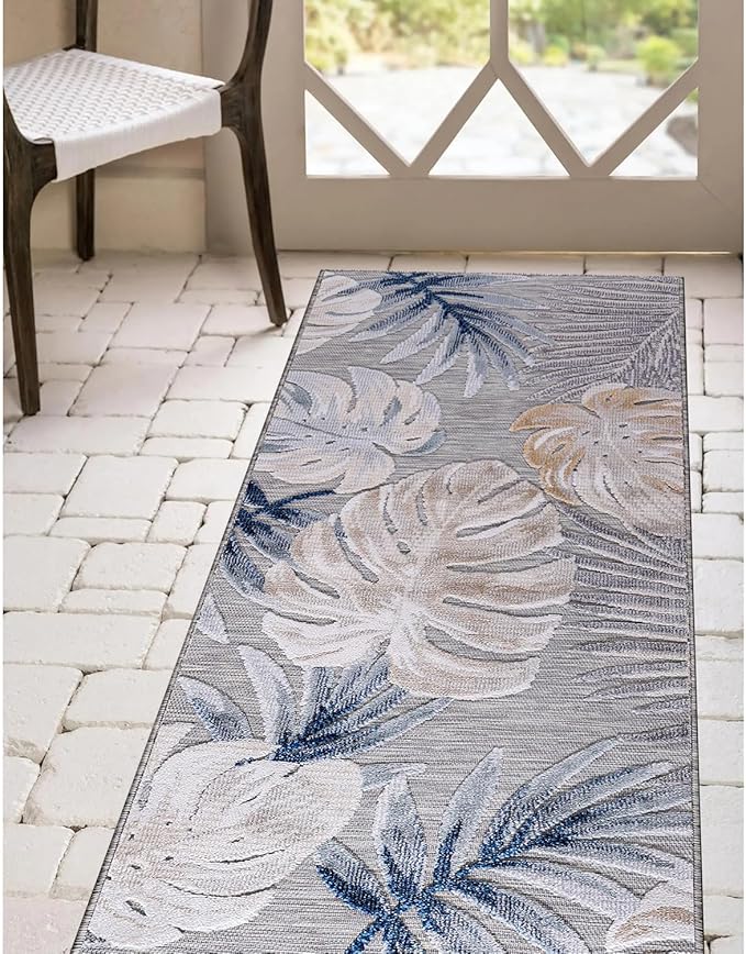 CAMILSON Runner Outdoor Rugs Oriental Retro Traditional Floral Medallion Area Rug 2x7 Non-Shedding Stain Resistant Indoor Carpet for Bathroom Hallway Kitchen Office (2 x 7 / Blue)