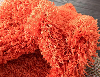 Unique Loom Solid Shag Collection Area Rug (7' 1" x 10' Rectangle, Tiger Orange)