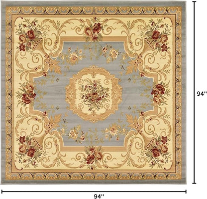 Unique Loom Versailles Collection Area Rug - Henry (7' 10" Square Light Blue/Cream)