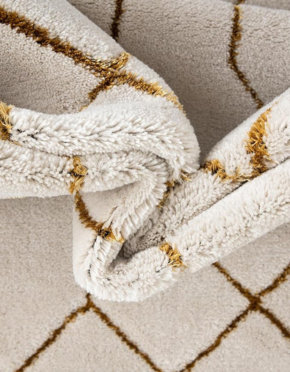 Marilyn Monroe Glam Collection Area Rug - Trellis (10'x 14' 1" Rectangle, White Gold/ Gold)