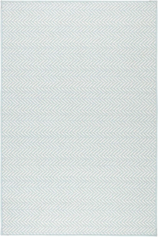 Dash and Albert Herringbone Machine Washable Area Rug - Runner - 2.5' x 8' Swedish Blue - Geometric Accent Rug - Anti-Slip Backing, Lightweight, Machine Washable, High Traffic Areas Kitchen, Mudroom