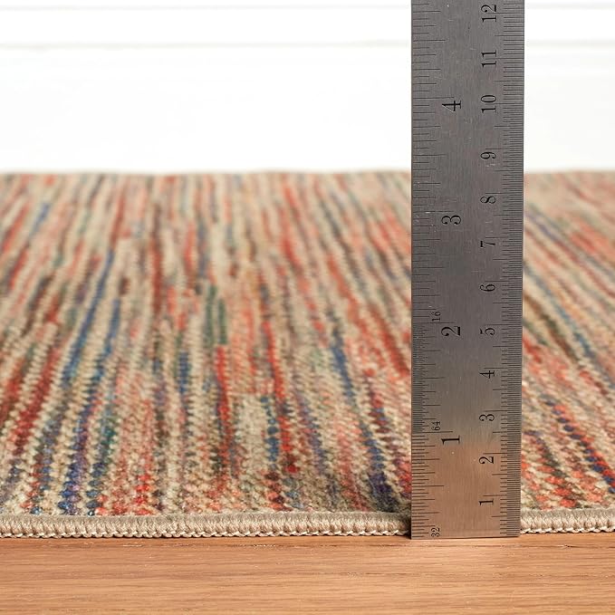 Dash & Albert Clay Multi Machine Washable Rug, 5 X 8 Feet, Multi Stripe Pattern