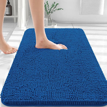 OLANLY Bathroom Rugs 36x24, Extra Soft Absorbent Chenille Bath Rugs, Rubber Backing Quick Dry, Machine Washable Bath Mats for Bathroom Floor, Tub and Shower, Home Decor Accessories, Deep Navy Blue
