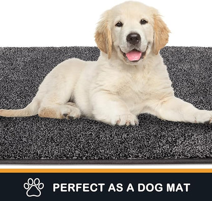 PURRUGS Dirt Trapping Door Mat 31.5" x 70", Non-Slip Machine Washable Entry Rug, Shoe Scraper, Dog Doormat, Super Absorbent Welcome Mat for Front & Back Door, Muddy Shoes & Paws, Light Grey-Dark Grey