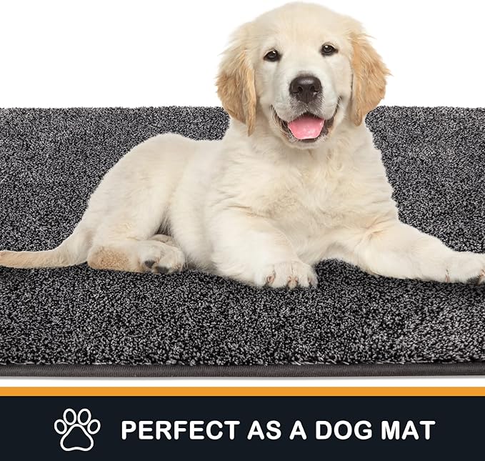 PURRUGS Dirt Trapping Door Mat 31.5" x 47", Non-Slip Machine Washable Entry Rug, Shoe Scraper, Dog Doormat, Super Absorbent Welcome Mat for Front & Back Door, Muddy Shoes & Paws,Light Grey-Dark Grey
