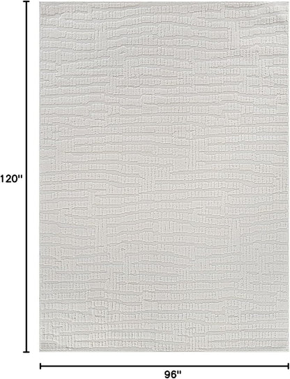 Modern Micro Loop Indoor Area Rugs for Living Room Bedroom Kitchen Geometric Pebble White 8x10 Luxury Durable Low and High Pile Non-Shedding Stain Resistant Soft Area Carpet 8 x 10