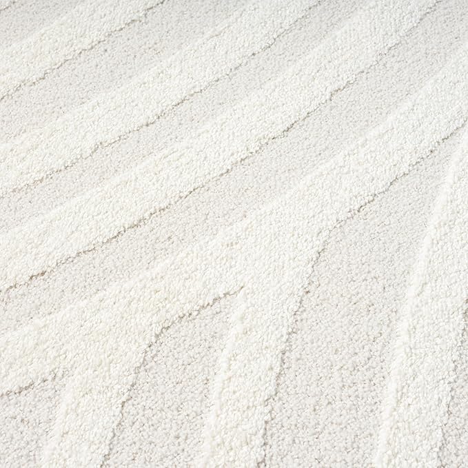 Abani Nomad Cream Tone-on-Tone Area Rug 8' x 10' for Living Room, Bedroom - Linear Curves Pattern - Durable & Easy to Clean
